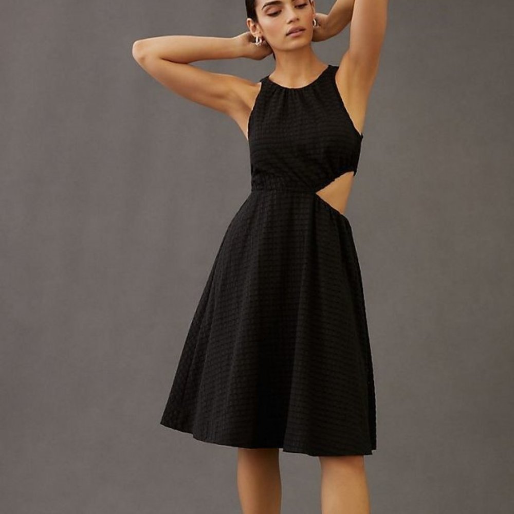 black one shoulder cut out dress